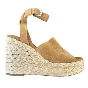 Mark Fisher Nelly Ankle Strap Espadrille Platform Wedge Suede Sandals Size 9.5